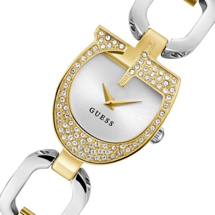 Guess Gia dwukolorowy zegarek damski biżuteryjny koperta G GW0683L6