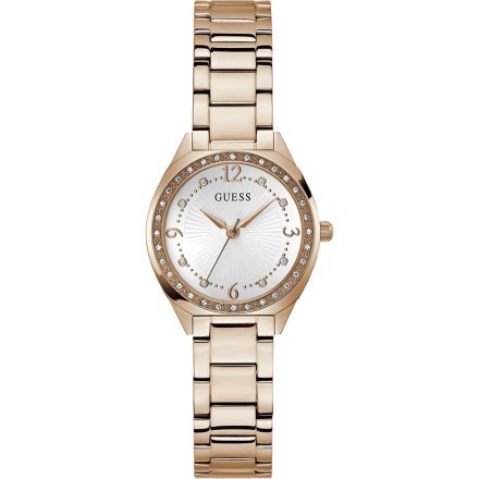 Guess Charlotte zegarek damski różowo-złoty z kryształkami GW0767L3