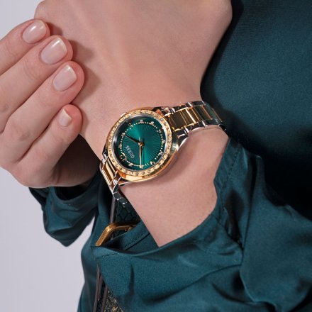 Guess Charlotte zegarek damski na bransolecie z zieloną tarczą GW0767L4