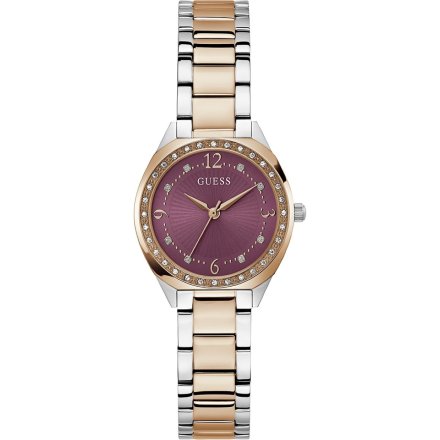 Guess Charlotte zegarek damski na bransolecie z purpurową tarczą GW0767L5