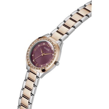 Guess Charlotte zegarek damski na bransolecie z purpurową tarczą GW0767L5