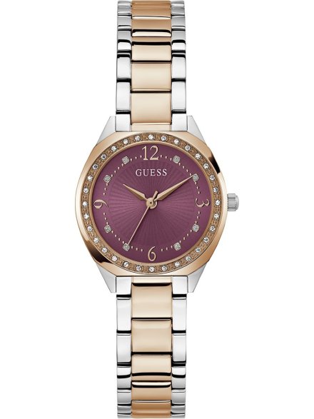 Guess Charlotte zegarek damski na bransolecie z purpurową tarczą GW0767L5
