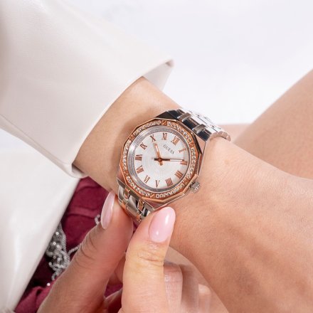 Guess Desire zegarek damski bikolor z bransoletką i kryształami GW0770L5