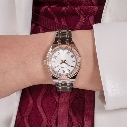 Guess Desire zegarek damski bikolor z bransoletką i kryształami GW0770L5