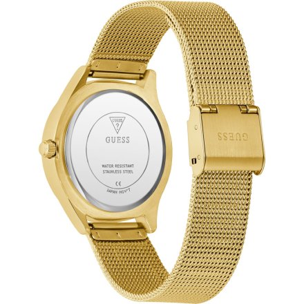 Guess Tri Plaque złoty zegarek damski na bransolecie z kryształkami GW0835L2