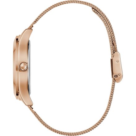 Guess Tri Plaque różowozłoty zegarek damski na bransolecie z kryształkami GW0835L3