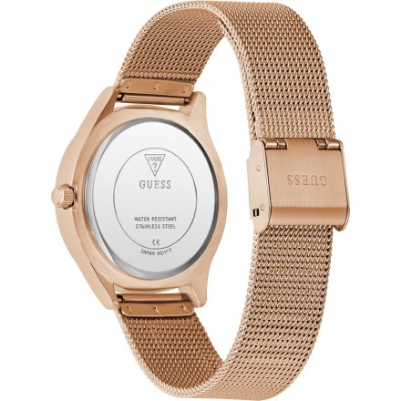 Guess Tri Plaque różowozłoty zegarek damski na bransolecie z kryształkami GW0835L3