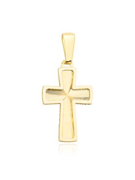 Zawieszka krzyżyk diamentowany z gładką oprawą • Złoto 585 0.74 g