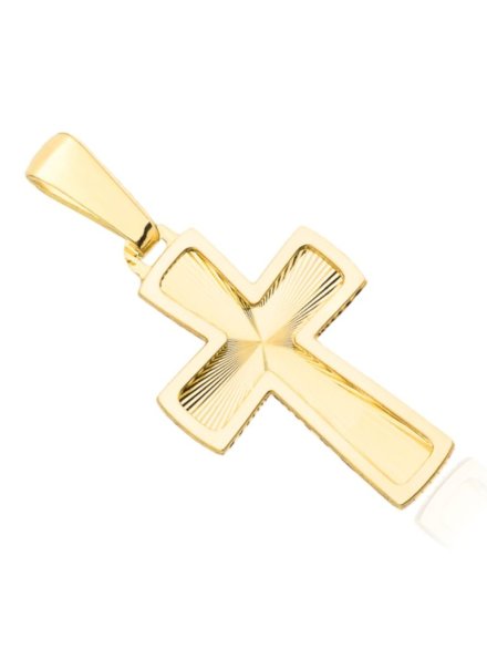 Zawieszka krzyżyk diamentowany z gładką oprawą • Złoto 585 0.74 g