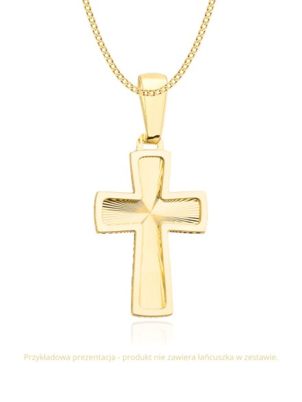 Zawieszka krzyżyk diamentowany z gładką oprawą • Złoto 585 0.74 g