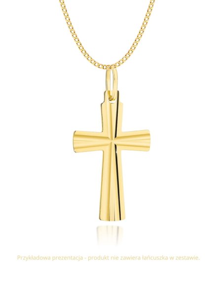 Zawieszka krzyżyk złoty zdobiony diamentowanie • Złoto 585 0.82 g