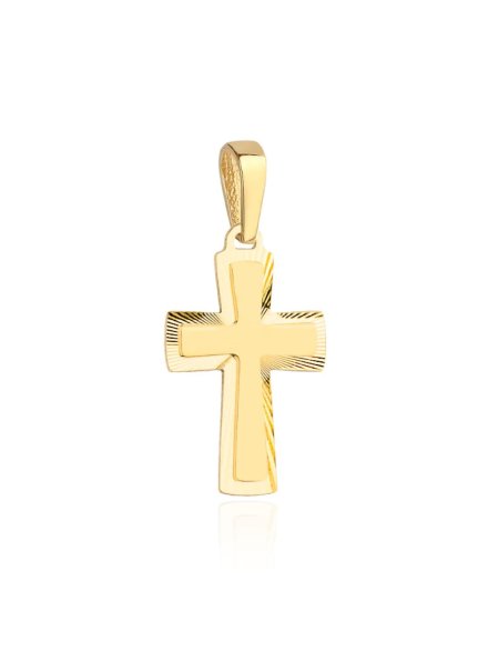 Zawieszka krzyżyk złoty gładki z diamentowaną oprawą • Złoto 585 0.74 g