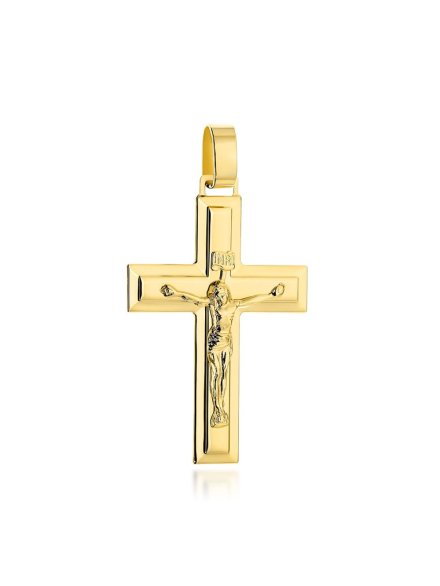 Zawieszka krzyżyk złoty z wizerunkiem ukrzyżowanego Jezusa Chrystusa • Złoto 585 2.03 g