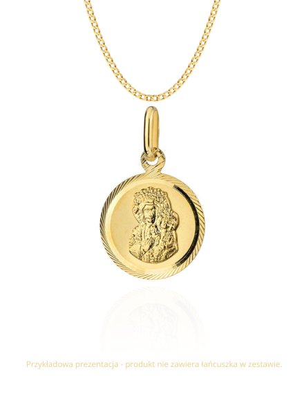 Medalik Matka Boska Częstochowska w diamentowanym kole mały • Złoto 585 0.73 g