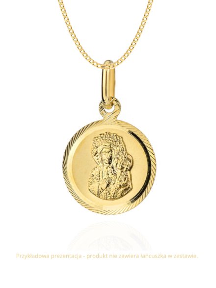 Medalik Matka Boska Częstochowska w diamentowanym kole duży • Złoto 585 1.18 g