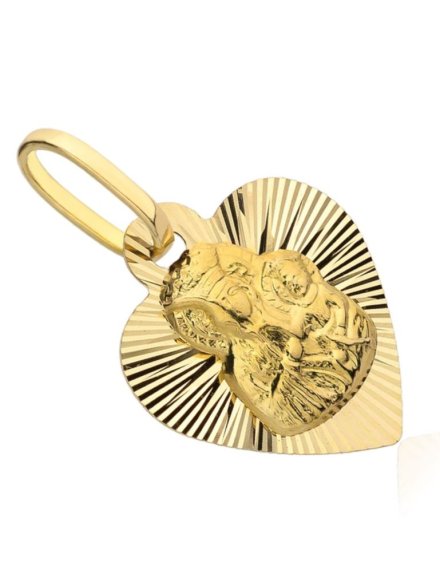 Medalik Matka Boska Częstochowska w diamentowanym serduszku większy • Złoto 585 0.85 g