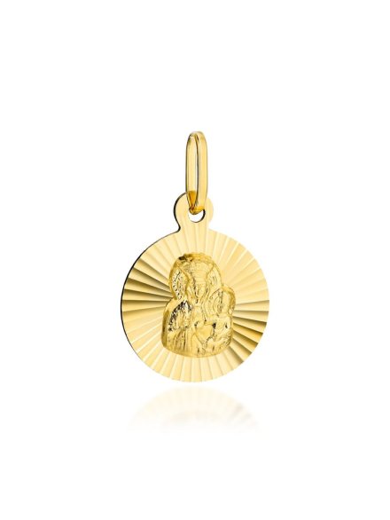 Medalik złoty Matka Boska Częstochowska w diamentowanym kółku • Złoto 585 0.83 g
