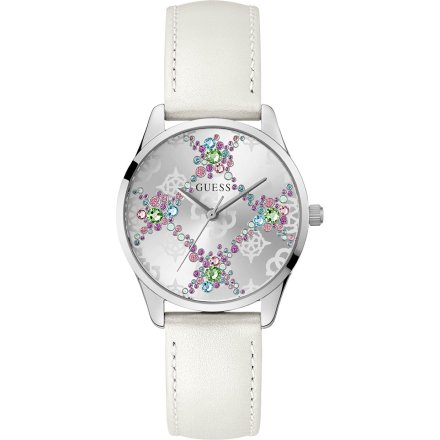 Guess Luster biały zegarek damski z kryształami GW0837L1