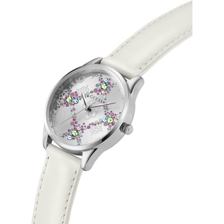 Guess Luster biały zegarek damski z kryształami GW0837L1