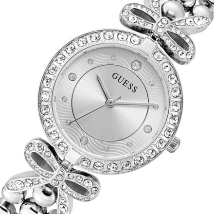 Guess Ribbon srebrny zegarek damski na bransolecie z kryształkami GW0838L1