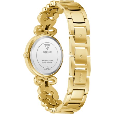 Guess Ribbon złoty zegarek damski na bransolecie z kryształkami GW0838L2