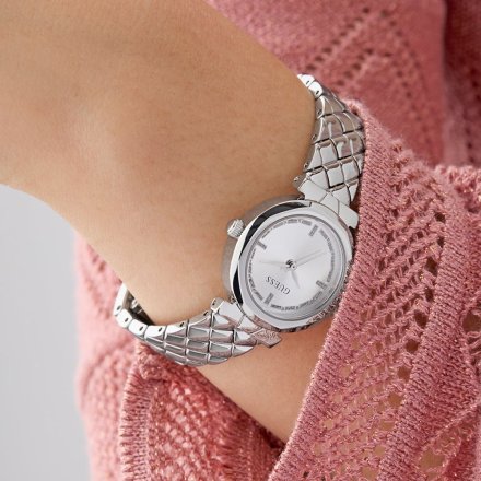 Guess Mini Rumour srebrny zegarek damski na bransolecie GW0839L4