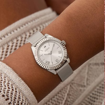 Guess Mini Luna srebrny zegarek damski na bransolecie GW0842L1