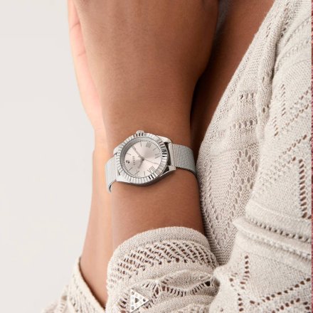 Guess Mini Luna srebrny zegarek damski na bransolecie GW0842L1