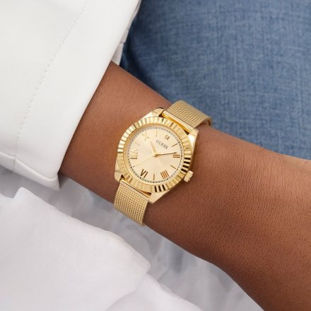 Guess Mini Luna złoty zegarek damski na bransolecie GW0842L2
