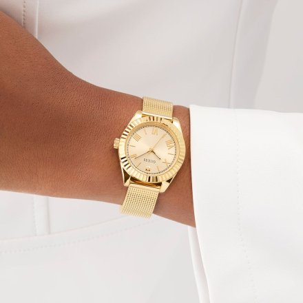 Guess Mini Luna złoty zegarek damski na bransolecie GW0842L2