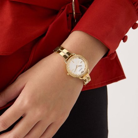 Guess Bellini złoty zegarek damski na bransolecie z kryształkami GW0856L1