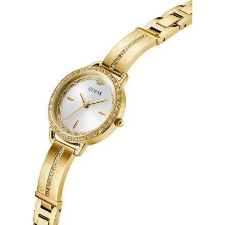 Guess Bellini złoty zegarek damski na bransolecie z kryształkami GW0856L1
