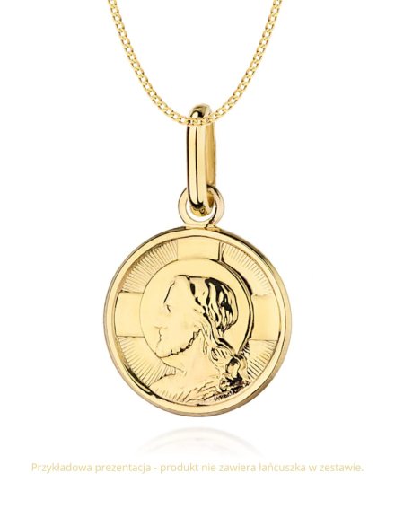 Medalik złoty okrągły z wizerunkiem Jezusa • Złoto 585 0.90 g