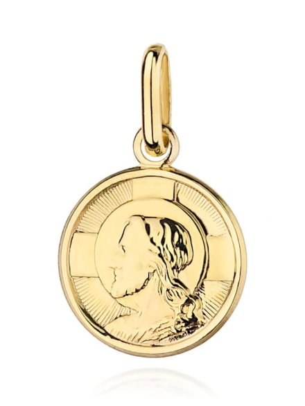 Medalik złoty okrągły z wizerunkiem Jezusa • Złoto 585 0.88 g