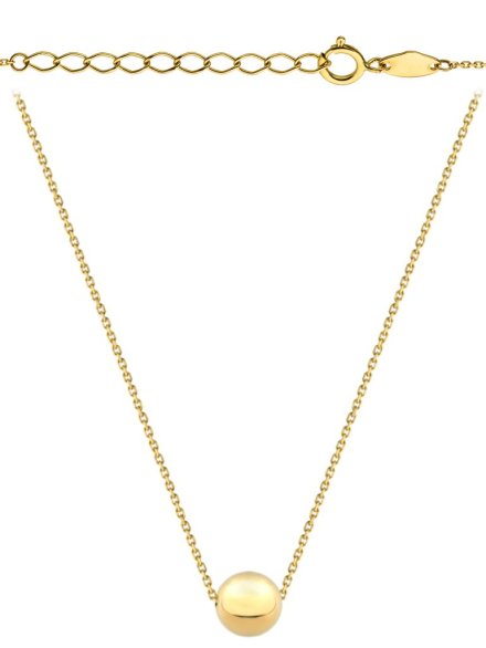 Złoty naszyjnik z jedną złotą kuleczką super lekki • Złoto 585 0.93 g 