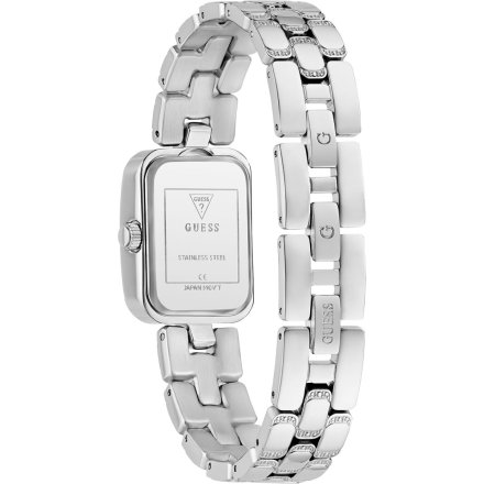 Guess Isla prostokątny zegarek damski srebrny na bransolecie GW0865L1