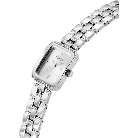 Guess Isla prostokątny zegarek damski srebrny na bransolecie GW0865L1