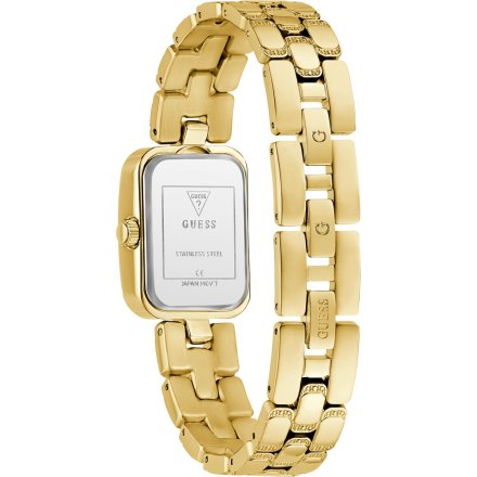 Guess Isla prostokątny zegarek damski złoty na bransolecie GW0865L2
