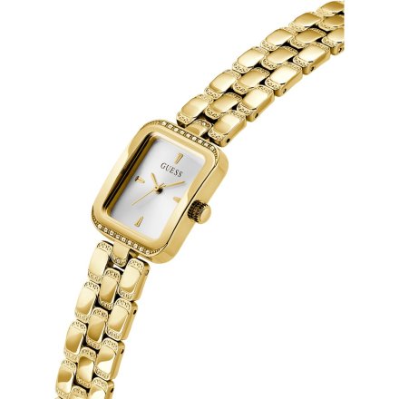 Guess Isla prostokątny zegarek damski złoty na bransolecie GW0865L2