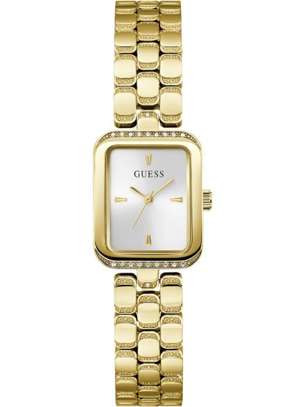 Guess Isla prostokątny zegarek damski złoty na bransolecie GW0865L2