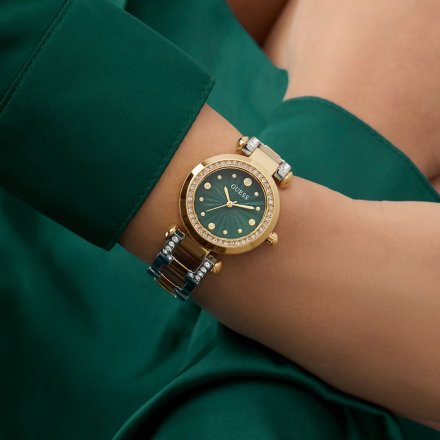 Guess Ginger zegarek damski na bransolecie zieloną tarczą GW0869L1