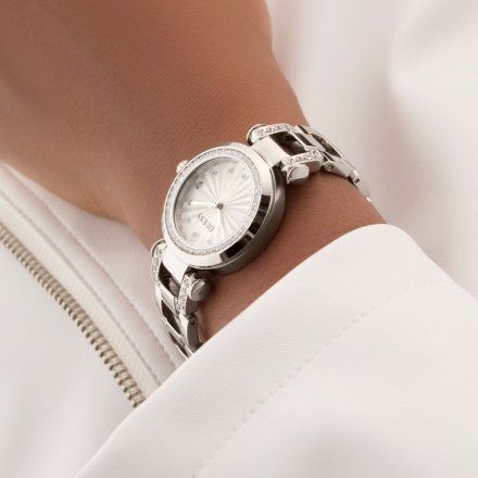 Guess Ginger srebrny zegarek damski na bransolecie GW0869L3