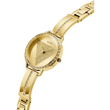 Guess Tri Bellini złoty zegarek damski na bransolecie z kryształkami GW0914L2