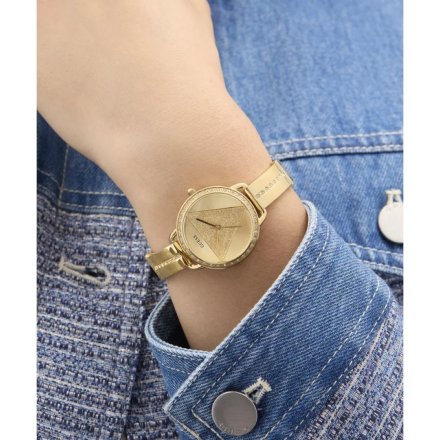 Guess Tri Bellini złoty zegarek damski na bransolecie z kryształkami GW0914L2