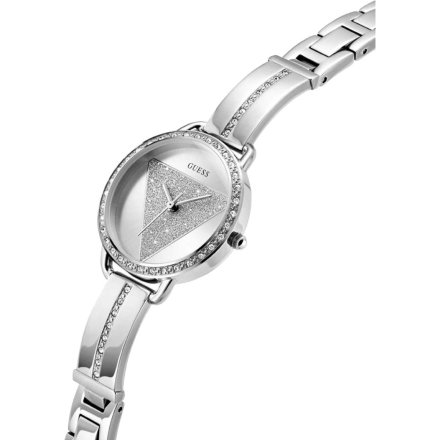 Guess Tri Bellini srebrny zegarek damski na bransolecie z kryształkami GW0914L1