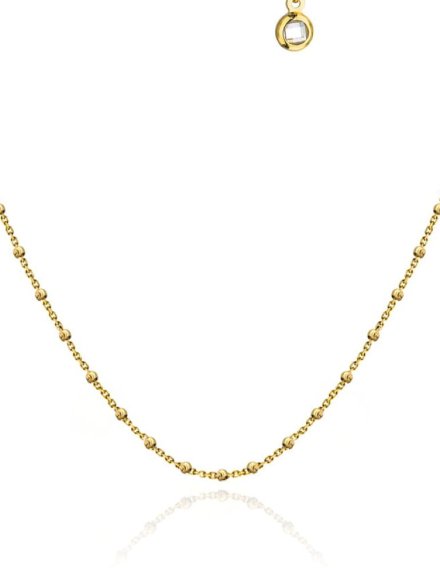 Naszyjnik złoty delikatne diamentowane kuleczki • Złoto 585 1.88 g 