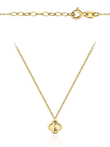 Naszyjnik złoty diamentowana koniczynka w oprawie super lekki • Złoto 585 0.98 g 