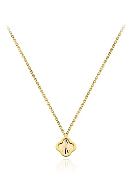 Naszyjnik złoty diamentowana koniczynka w oprawie super lekki • Złoto 585 0.98 g 