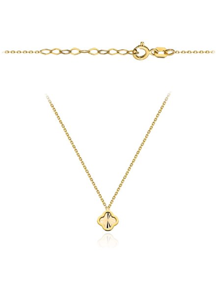 Naszyjnik złoty diamentowana koniczynka w oprawie super lekki • Złoto 585 0.98 g 