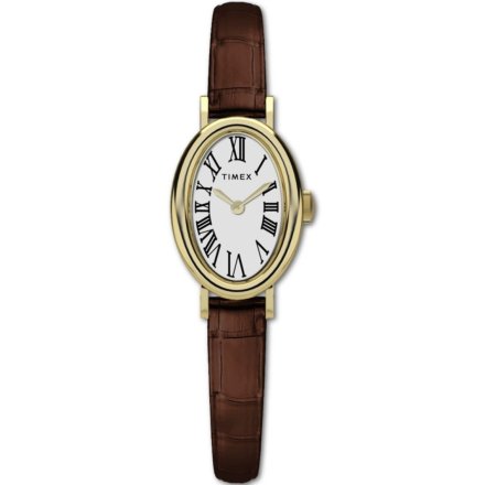 Timex Cavatina TW2W78500 damski zegarek złoty z brązowym paskiem